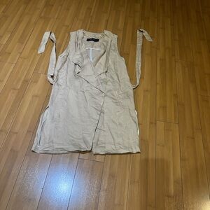 Zara Beige Sleeveless Drape Blouse